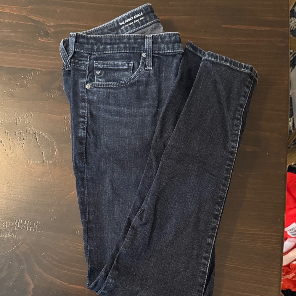 Anthropologie/AG the Abbey Ankle Mid-Rise Super Skinny Dark Wash Jeans